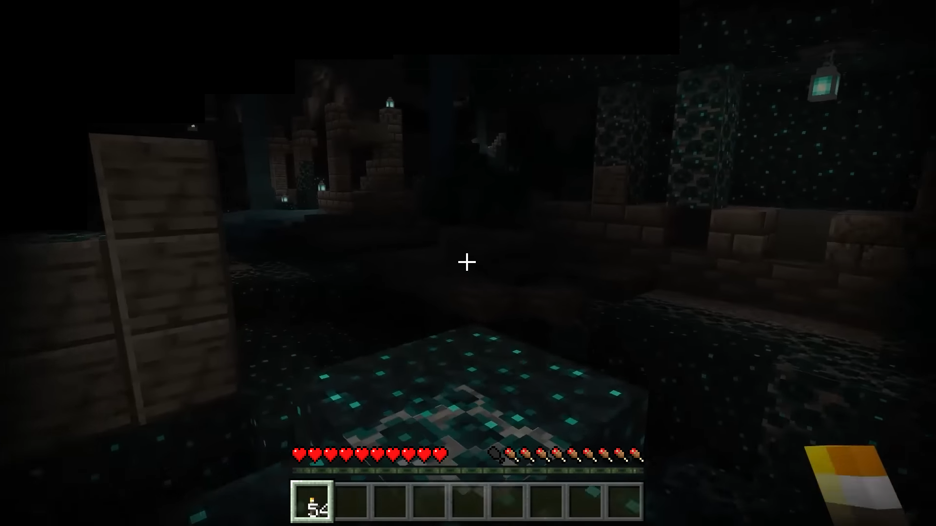 Dark underground biome in a block-building game