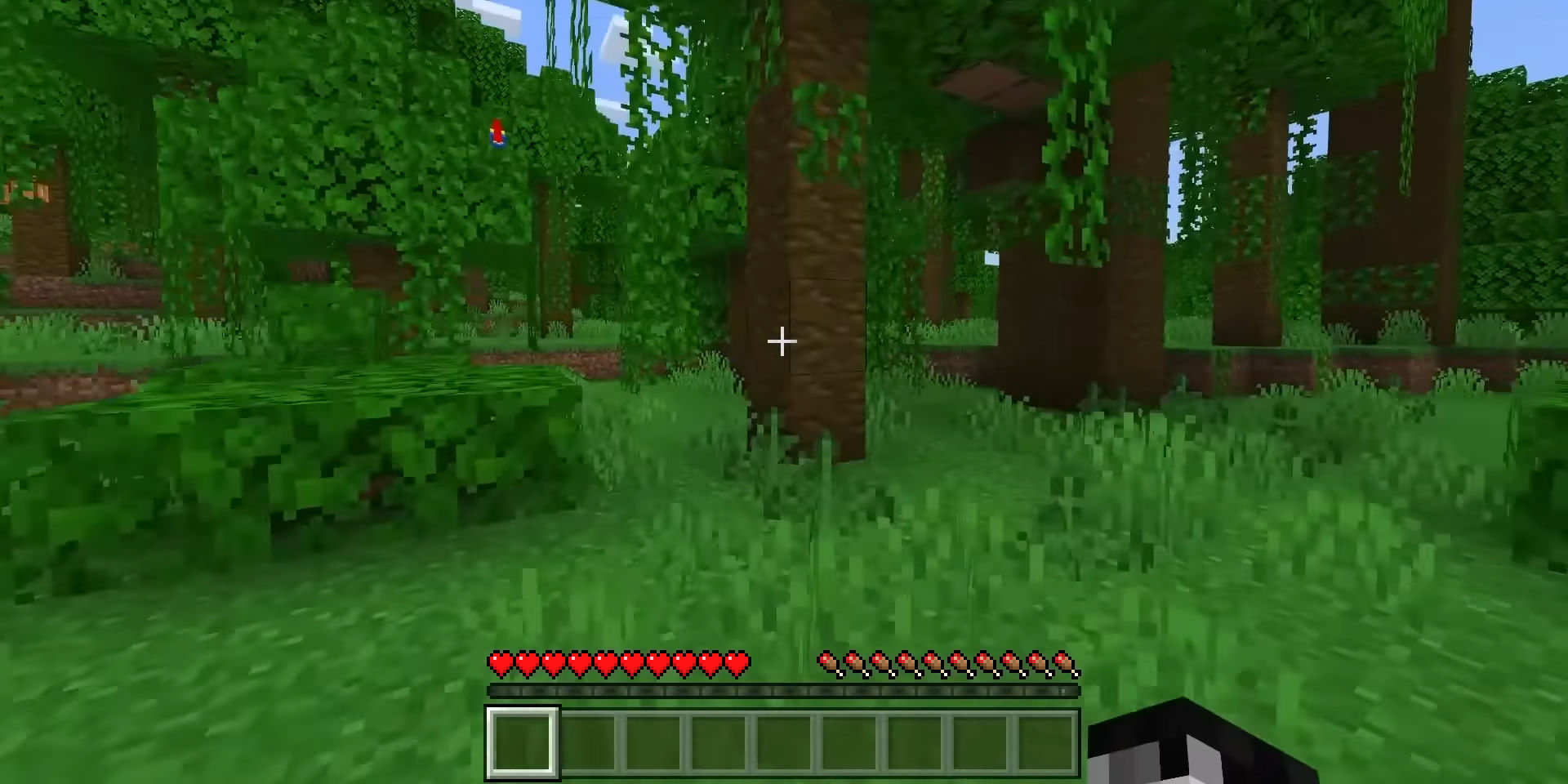 Dense jungle biome in a block-building game